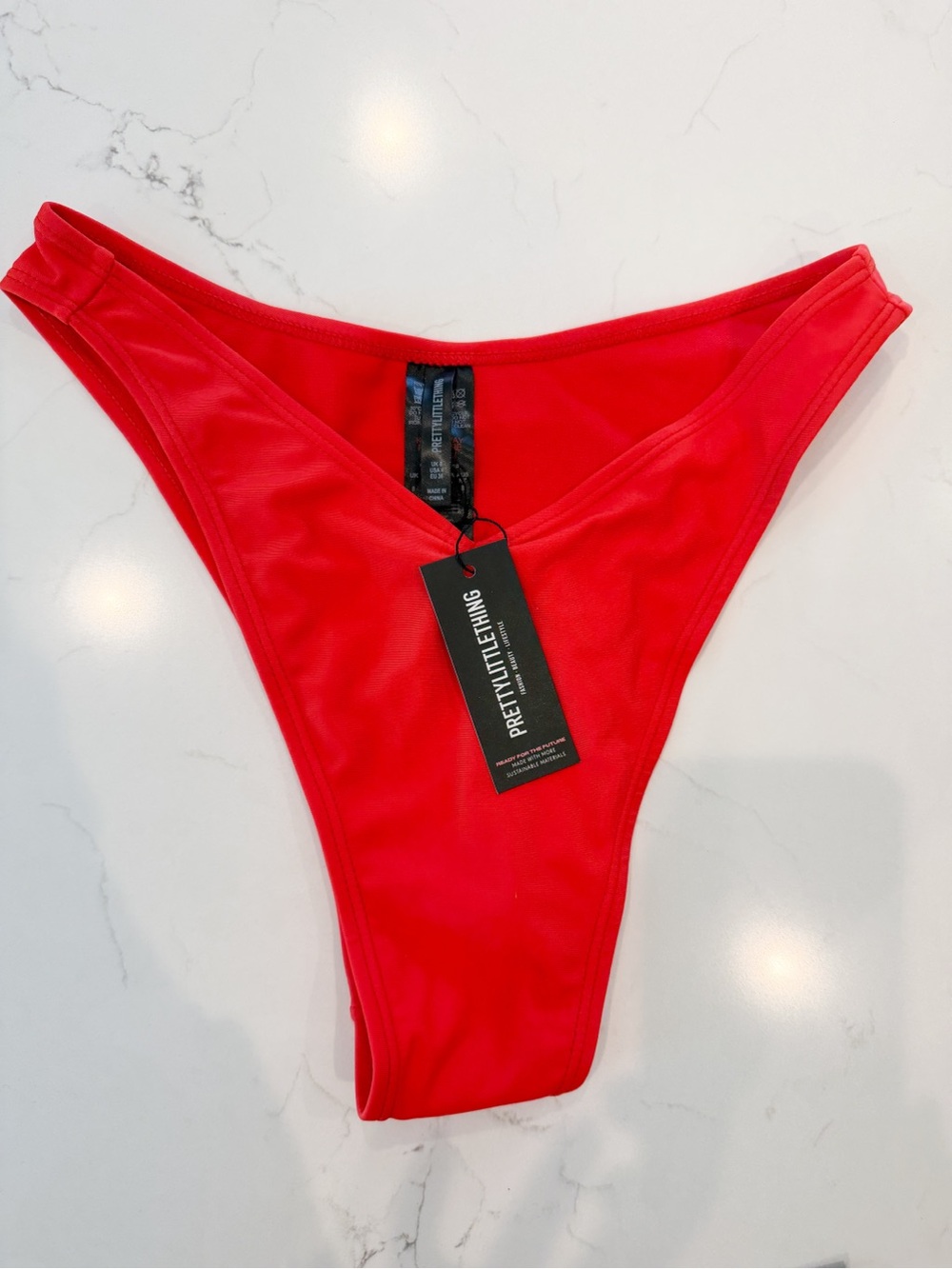 PrettyLittleThing Bright Red High-Cut Bikini Bottom